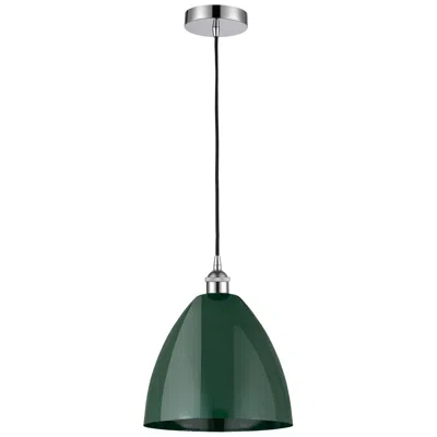 Innovations Lighting Edison Plymouth Dome 12"w Chrome Cord Hung Mini Pendant W/ Green Shade