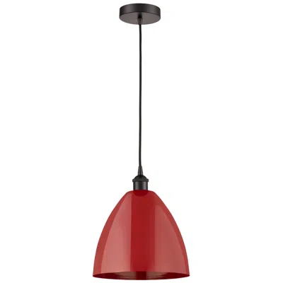 Innovations Lighting Edison Plymouth Dome 12"w Oiled Bronze Cord Hung Mini Pendant W/ Red S