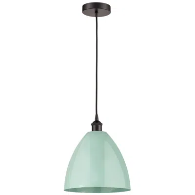 Innovations Lighting Edison Plymouth Dome 12"w Oiled Bronze Corded Mini Pendant W/ Seafoam