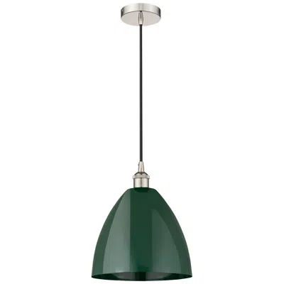 Innovations Lighting Edison Plymouth Dome 12"w Polished Nickel Cord Mini Pendant W/ Green S
