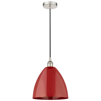 Innovations Lighting Edison Plymouth Dome 12"w Polished Nickel Corded Mini Pendant W/ Red S