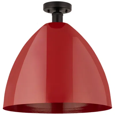 Innovations Lighting Edison Plymouth Dome 16" Wide Bronze Semi Flush Mount W/ Red Shade