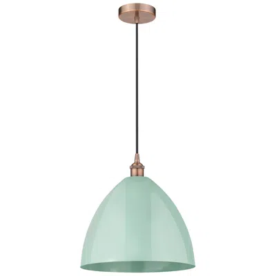 Innovations Lighting Edison Plymouth Dome 16"w Copper Cord Hung Mini Pendant W/ Seafoam Sha