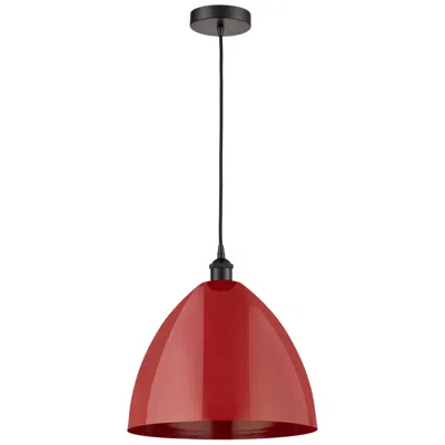 Innovations Lighting Edison Plymouth Dome 16"w Oiled Bronze Cord Hung Mini Pendant W/ Red S