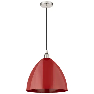 Innovations Lighting Edison Plymouth Dome 16"w Polished Nickel Corded Mini Pendant W/ Red S
