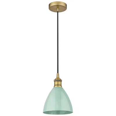Innovations Lighting Edison Plymouth Dome 7.5"w Brushed Brass Cord Mini Pendant W/ Seafoam