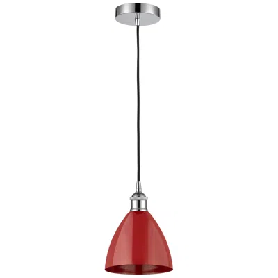 Innovations Lighting Edison Plymouth Dome 7.5"w Chrome Cord Hung Mini Pendant W/ Red Shade