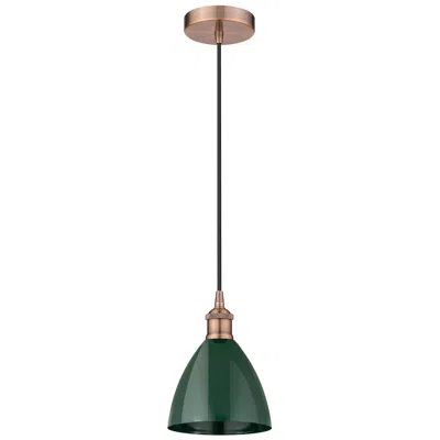 Innovations Lighting Edison Plymouth Dome 7.5"w Copper Cord Hung Mini Pendant W/ Green Shad