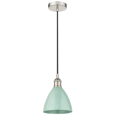 Innovations Lighting Edison Plymouth Dome 7.5"w Polish Nickel Cord Mini Pendant W/ Seafoam