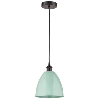 Innovations Lighting Edison Plymouth Dome 9"w Oiled Bronze Corded Mini Pendant W/ Seafoam S
