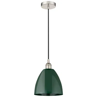 Innovations Lighting Edison Plymouth Dome 9"w Polished Nickel Corded Mini Pendant W/ Green