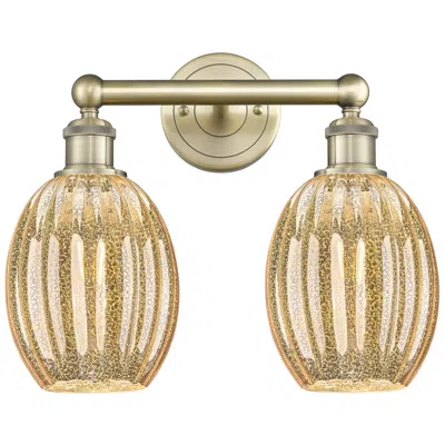 Innovations Lighting Edison Preston 15"w 2 Light Brass Vanity Light With Mercury Bulb Shade In Gold