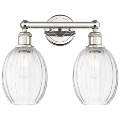 Innovations Lighting Edison Preston 15"w 2-lt Polished Nickel Vanity W/ Clear Bulb Shade In Silver