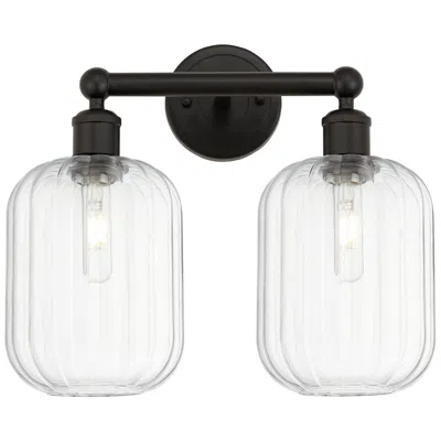 Innovations Lighting Edison Preston 16"w 2 Light Oiled Bronze Bath Light W/ Clear Jar Shade