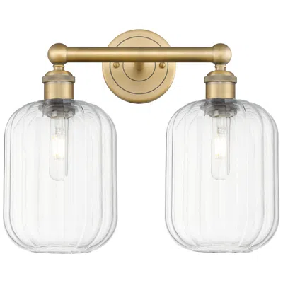 Innovations Lighting Edison Preston 16"w 2-lt Brushed Brass Bath Light W/ Clear Jar Shade In Gold