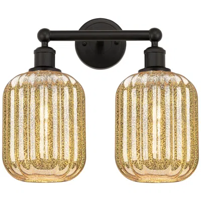 Innovations Lighting Edison Preston 16"w 2-lt Oiled Bronze Bath Light W/ Mercury Jar Shade