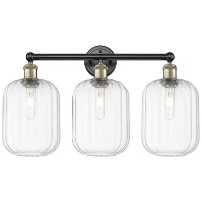 Innovations Lighting Edison Preston 25"w 3 Light Black Brass Bath Light W/ Clear Jar Shade