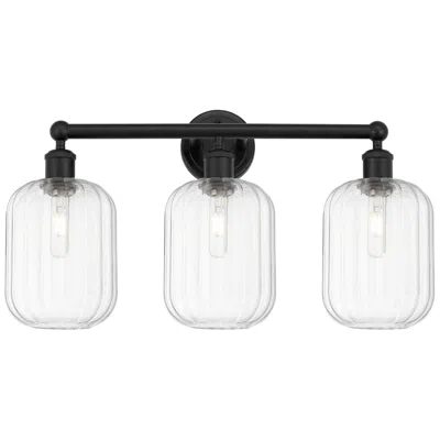 Innovations Lighting Edison Preston 25"w 3 Light Matte Black Bath Light W/ Clear Jar Shade