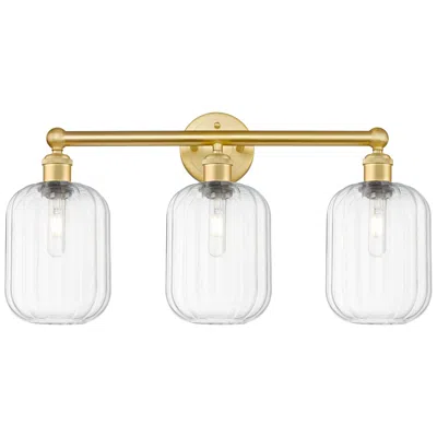 Innovations Lighting Edison Preston 25"w 3 Light Satin Gold Vanity Light W/ Clear Jar Shade
