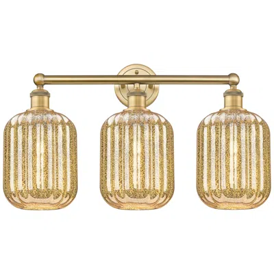 Innovations Lighting Edison Preston 25"w 3-lt Brushed Brass Bath Light W/ Mercury Jar Shade