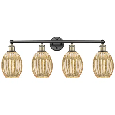 Innovations Lighting Edison Preston 33"w 4 Light Black Brass Vanity W/ Mercury Bulb Shade In Gold
