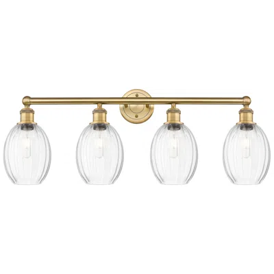 Innovations Lighting Edison Preston 33"w 4 Light Brushed Brass Vanity W/ Clear Bulb Shade
