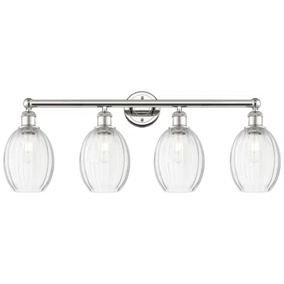 Innovations Lighting Edison Preston 33"w 4 Light Polished Nickel Vanity W/ Clear Bulb Shade