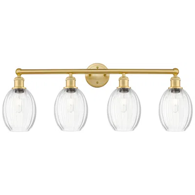 Innovations Lighting Edison Preston 33"w 4 Light Satin Gold Bath Light W/ Clear Bulb Shade
