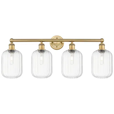 Innovations Lighting Edison Preston 34"w 4 Light Brushed Brass Vanity W/ Clear Jar Shade