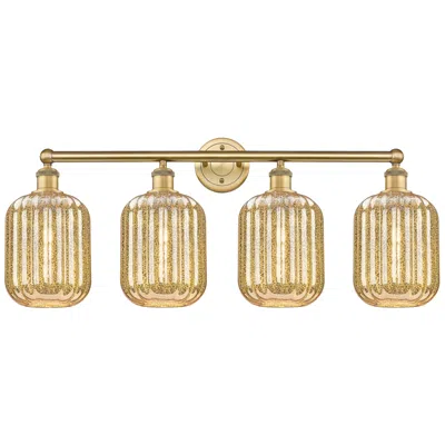 Innovations Lighting Edison Preston 34"w 4 Light Brushed Brass Vanity W/ Mercury Jar Shade