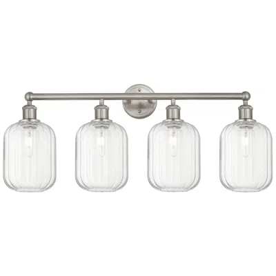 Innovations Lighting Edison Preston 34"w 4 Light Nickel Bath Light W/ Clear Jar Shade