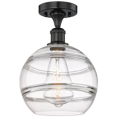 Innovations Lighting Edison Rochester 10" Wide Matte Black Semi-flush Mount With Clear Shad