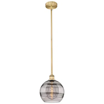 Innovations Lighting Edison Rochester 10"w Brushed Brass Stemmed Mini Pendant W/ Smoke Shad