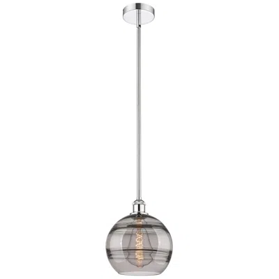 Innovations Lighting Edison Rochester 10"w Chrome Stemmed Mini Pendant W/ Light Smoke Shade