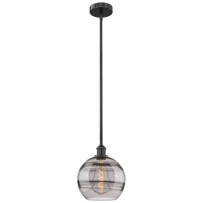 Innovations Lighting Edison Rochester 10"w Matte Black Stemmed Mini Pendant W/ Light Smoke