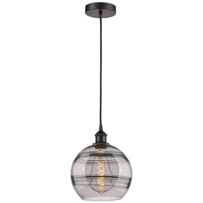 Innovations Lighting Edison Rochester 10"w Oiled Bronze Corded Mini Pendant W/ Light Smoke