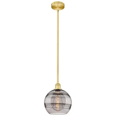 Innovations Lighting Edison Rochester 10"w Satin Gold Stemmed Mini Pendant W/ Light Smoke S