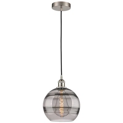 Innovations Lighting Edison Rochester 10"w Satin Nickel Corded Mini Pendant W/ Light Smoke