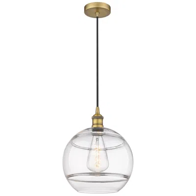 Innovations Lighting Edison Rochester 12" Wide Brushed Brass Corded Mini Pendant W/ Clear S
