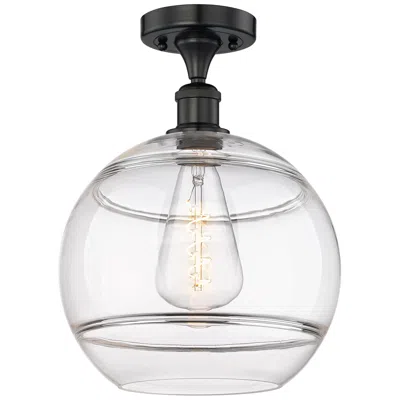 Innovations Lighting Edison Rochester 12" Wide Matte Black Semi-flush Mount With Clear Shad