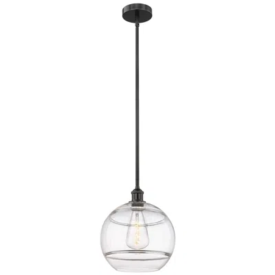 Innovations Lighting Edison Rochester 12" Wide Matte Black Stem Hung Mini Pendant W/ Clear