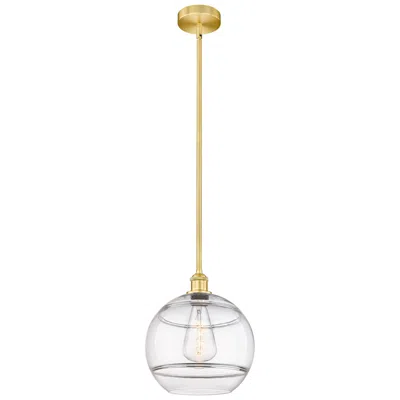 Innovations Lighting Edison Rochester 12" Wide Satin Gold Stem Hung Mini Pendant W/ Clear S