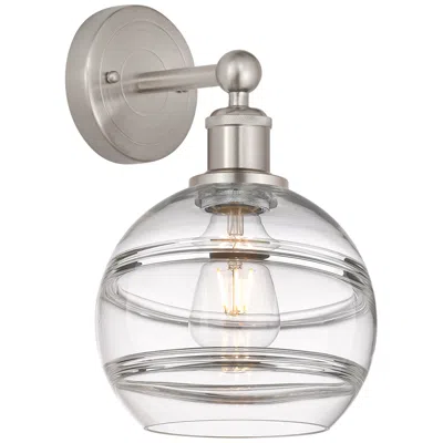 Innovations Lighting Edison Rochester 12.13" High Satin Nickel Sconce With Clear Shade In Gray