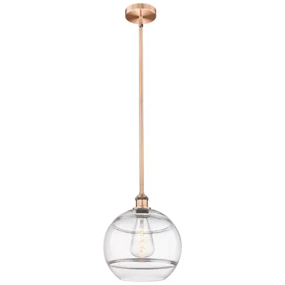 Innovations Lighting Edison Rochester 12"w Antique Copper Stemmed Mini Pendant W/ Clear Sha