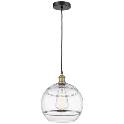 Innovations Lighting Edison Rochester 12"w Black Brass Corded Mini Pendant W/ Clear Shade