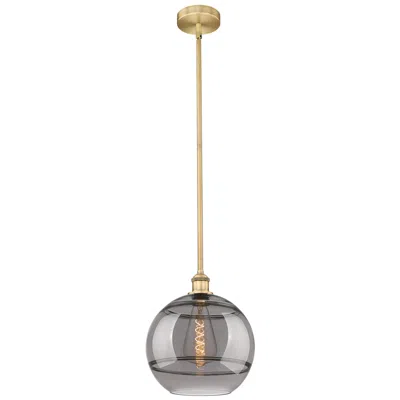 Innovations Lighting Edison Rochester 12"w Brushed Brass Stemmed Mini Pendant W/ Smoke Shad