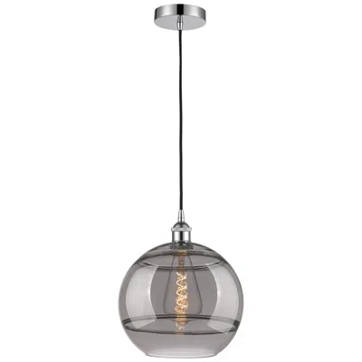 Innovations Lighting Edison Rochester 12"w Chrome Corded Mini Pendant W/ Light Smoke Shade