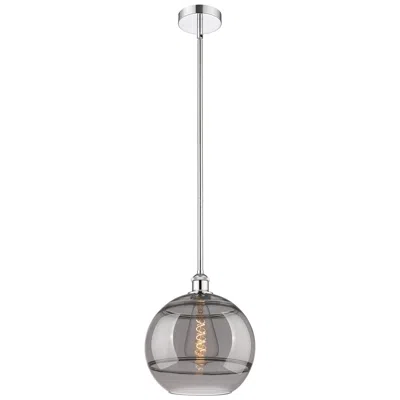 Innovations Lighting Edison Rochester 12"w Chrome Stemmed Mini Pendant W/ Light Smoke Shade