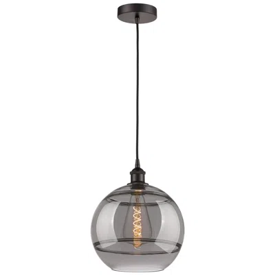 Innovations Lighting Edison Rochester 12"w Oiled Bronze Corded Mini Pendant W/ Light Smoke