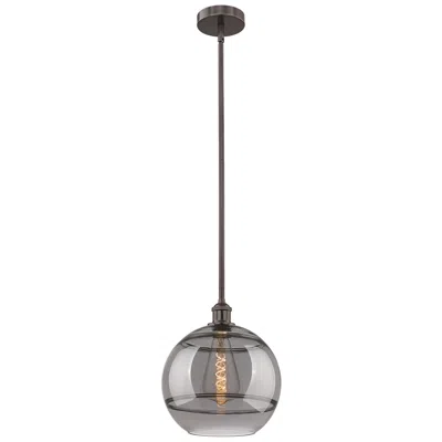 Innovations Lighting Edison Rochester 12"w Oiled Bronze Stemmed Mini Pendant W/ Smoke Shade